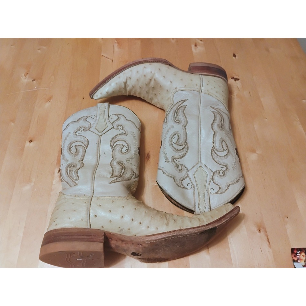 Men's Crown Boots 7 Narrow (40A) Brown Full Quill Ostrich 5X Western Cowboy